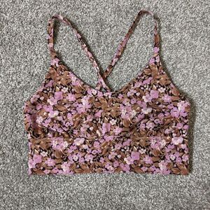 Offline by Aerie Sports Bra Womens Small Floral Criss Cross Yoga Athletic Chill